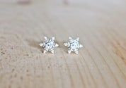 Snowflake CZ Studs in Sterling Silver
