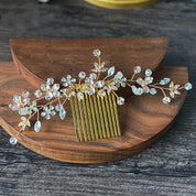 #024 Crystal Bridal Hair Comb – Silver & Gold Wedding Hairpiece for Brides & Bridesmaids