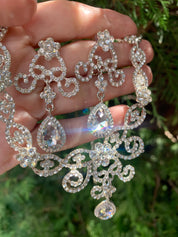 #038: Silver Bridal Jewelry Set – Crystal Necklace & Drop Earrings for Weddings