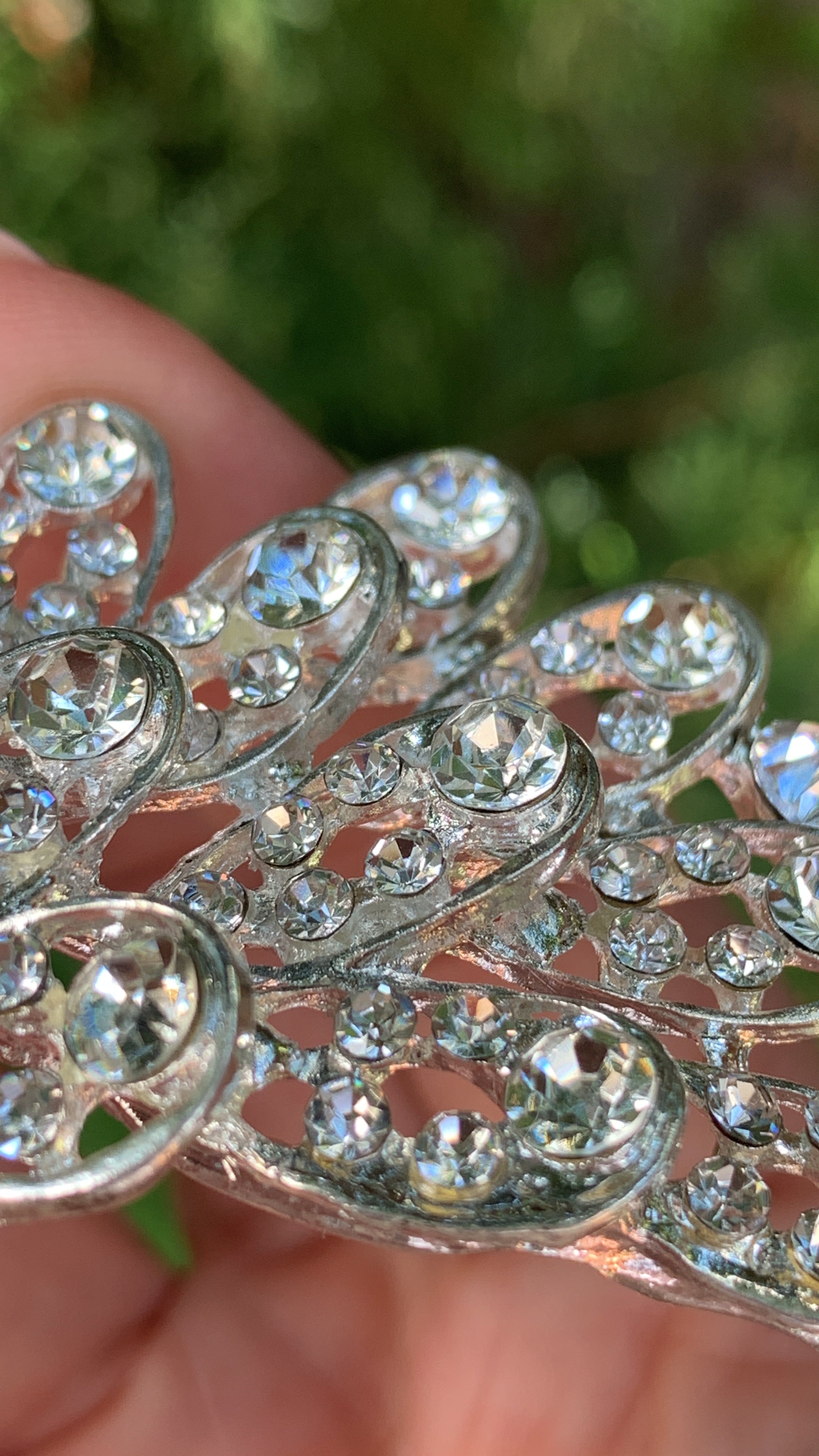 #035 Silver Bridal Tiara – 1.75" Crystal & CZ Wedding Crown, Elegant Bride Headpiece