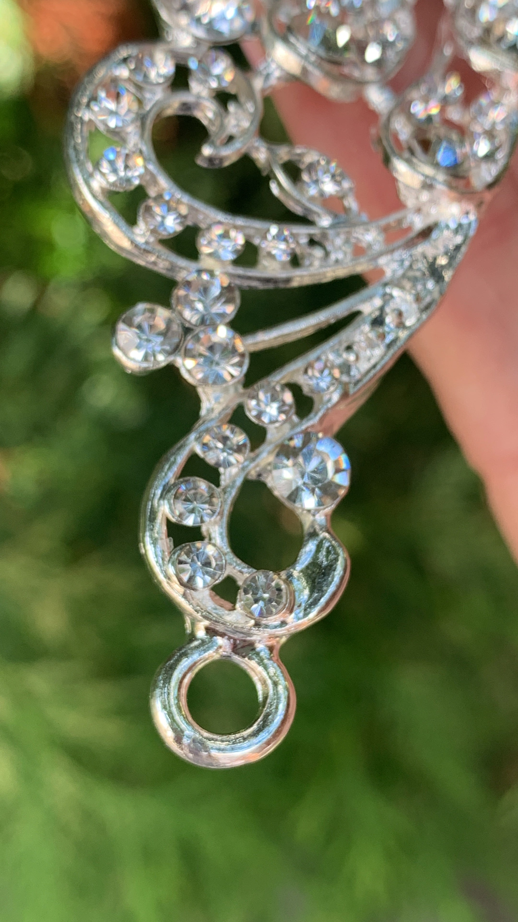 #035 Silver Bridal Tiara – 1.75" Crystal & CZ Wedding Crown, Elegant Bride Headpiece