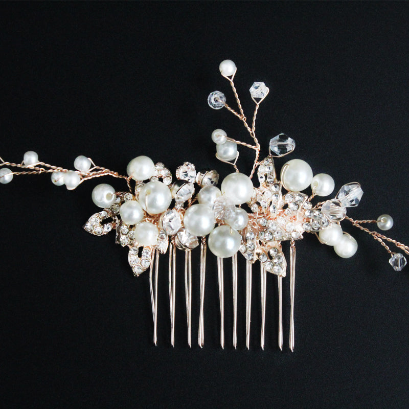 #017: Rose Gold Bridal Hair Comb