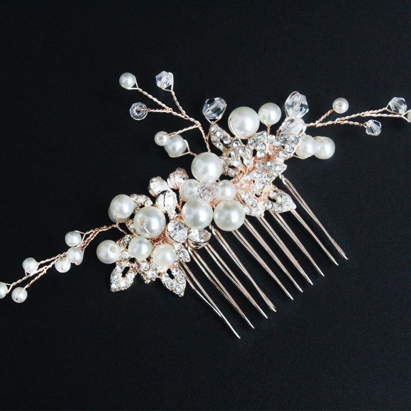 #017: Rose Gold Bridal Hair Comb