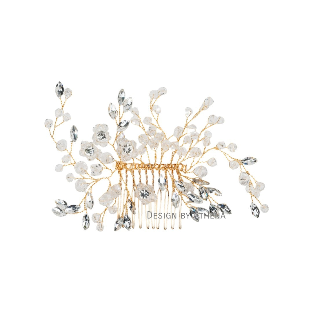 #21: Gold Crystal Wide Bridal Hair Comb
