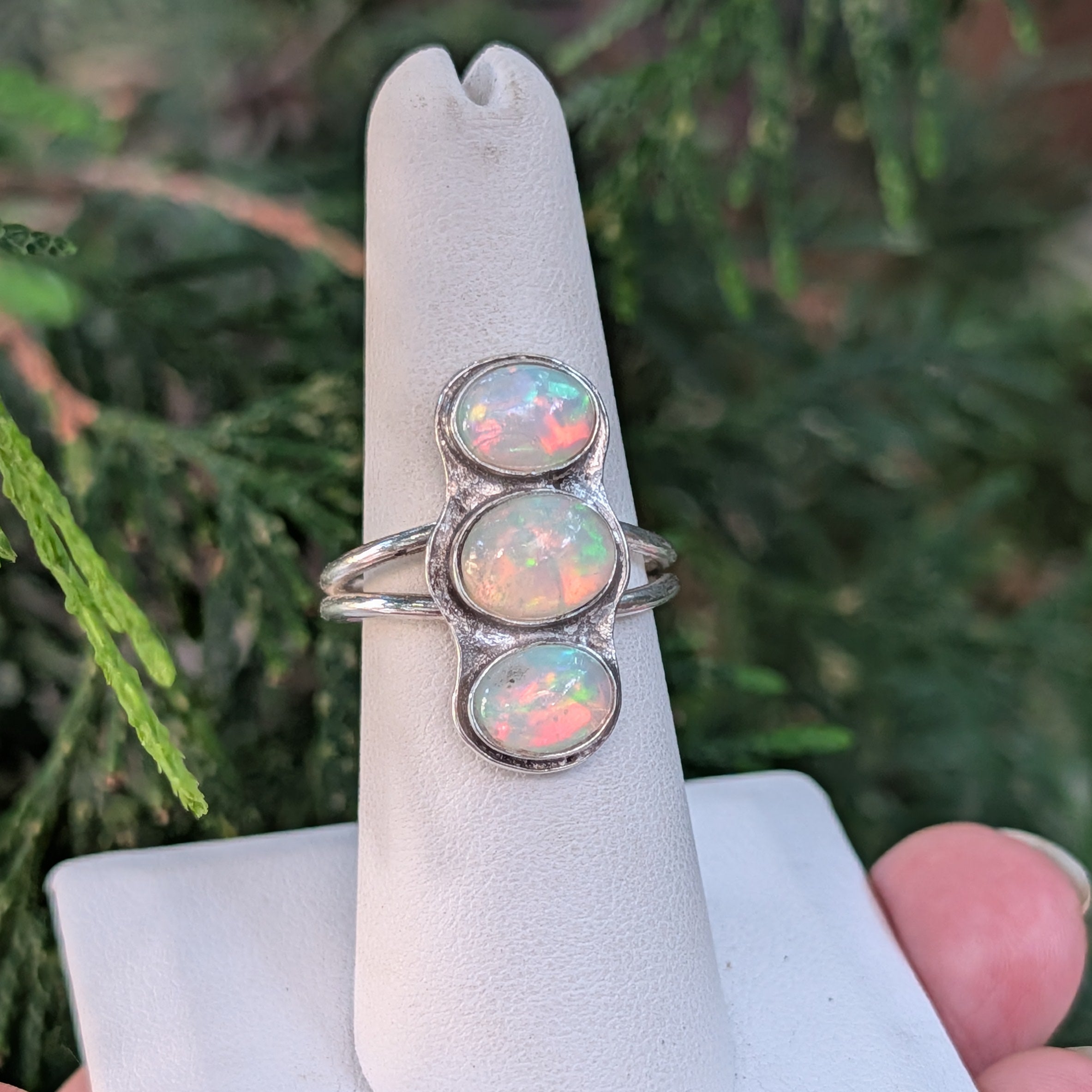 The Three Fates Ring – Three Opal Ring in Sterling Silver
