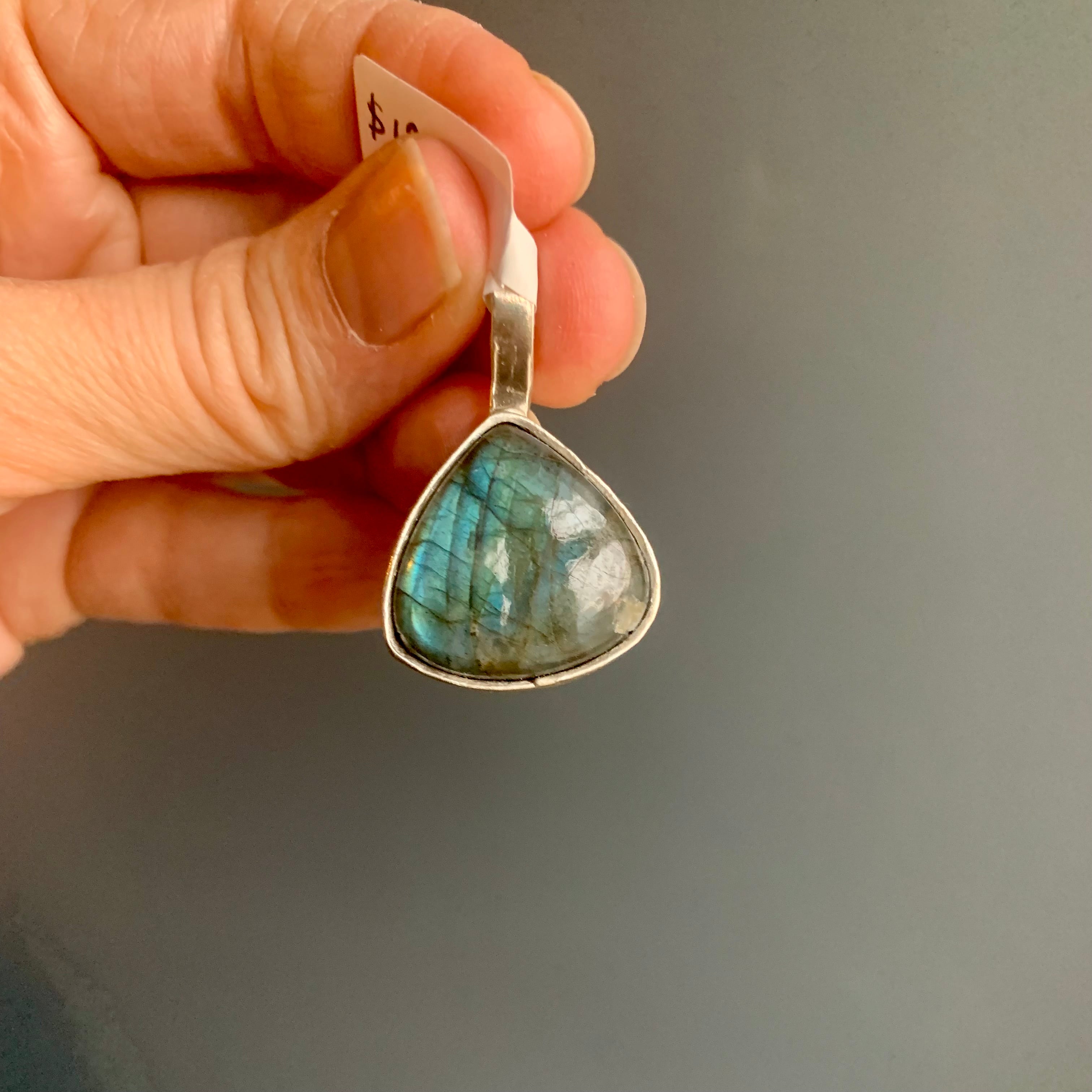 One-of-a-Kind Triangle Labradorite Pendant in Sterling Silver