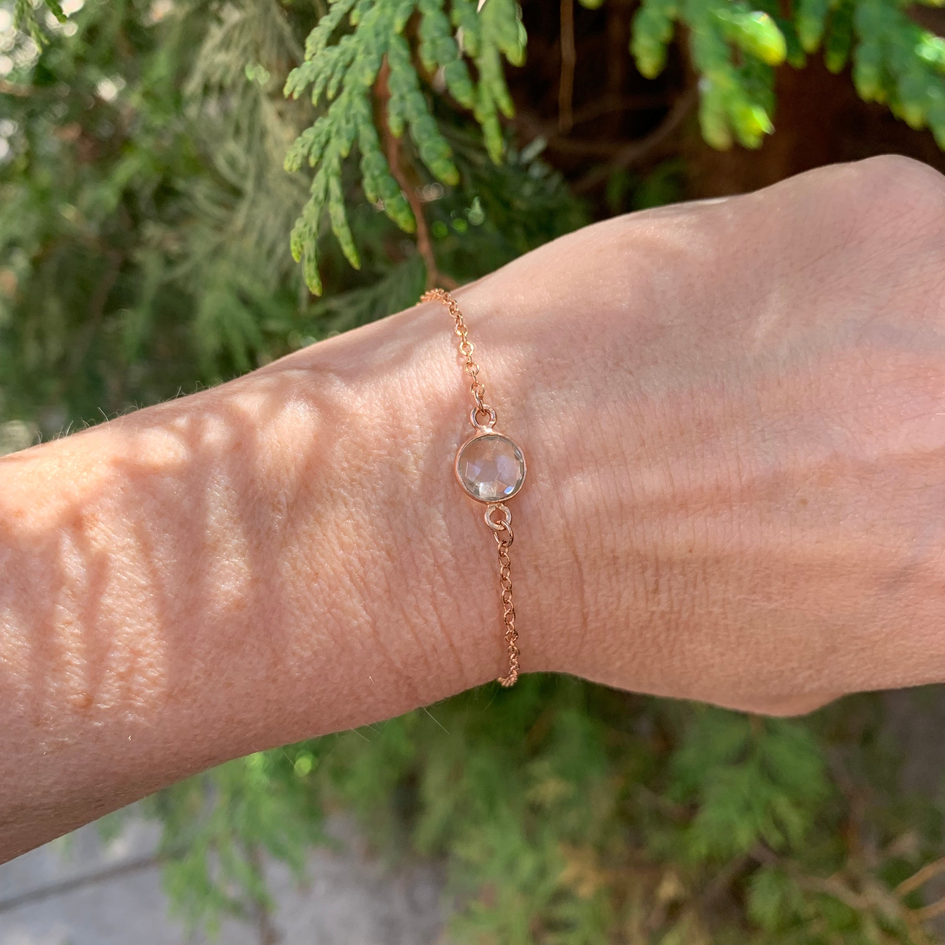 Rose Gold Fill Bracelet | Clear Crystal CZ | Handmade, Made-to-Order | Birthstone Jewelry