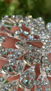 #035 Silver Bridal Tiara – 1.75" Crystal & CZ Wedding Crown, Elegant Bride Headpiece