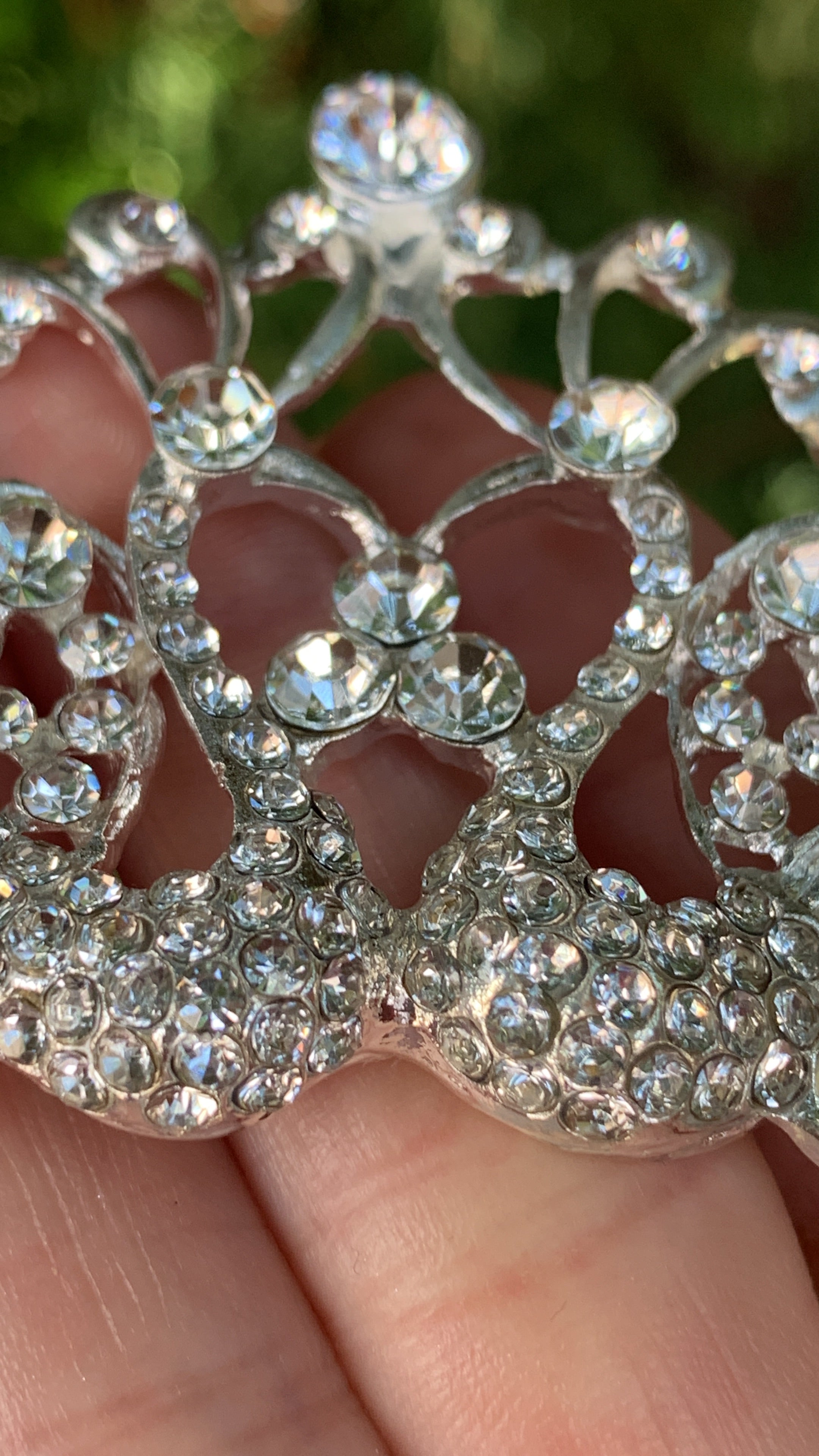#035 Silver Bridal Tiara – 1.75" Crystal & CZ Wedding Crown, Elegant Bride Headpiece