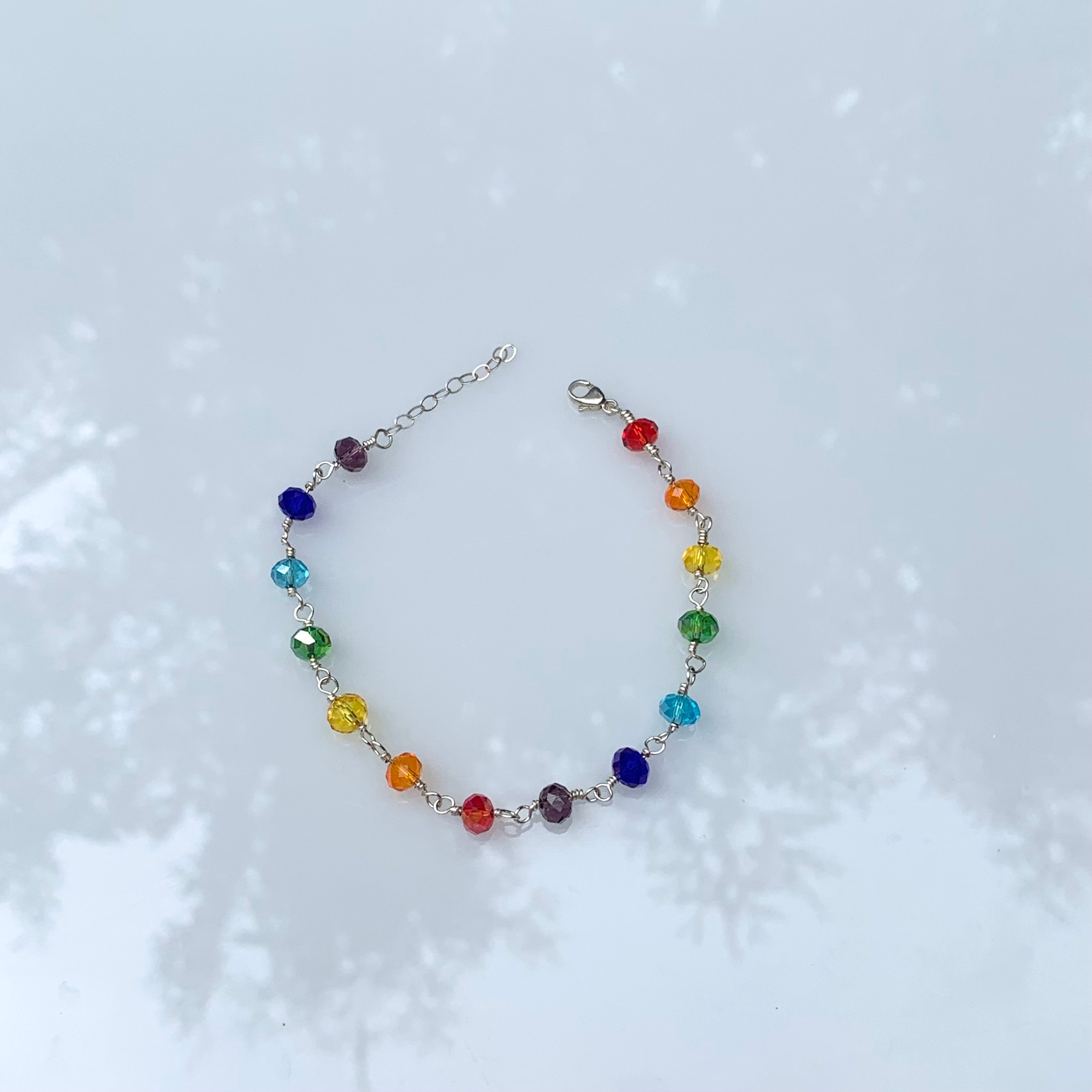 Chakra Bracelet in Rose Gold Fill | Handmade Glass Bead Energy Jewelry | Custom Fit with Extension