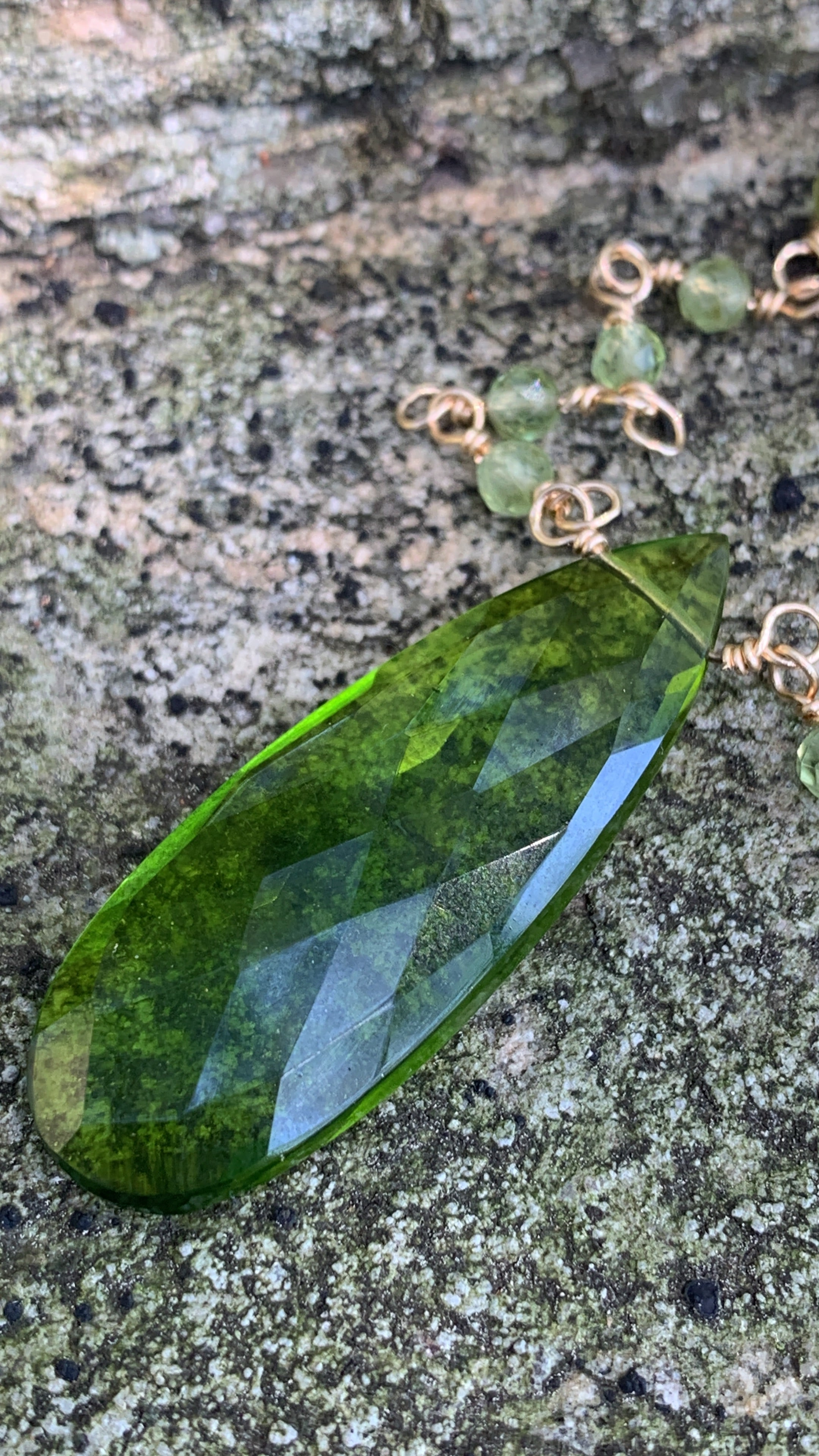 Peridot Bloom Necklace – Handcrafted Yellow Gold Fill August Birthstone