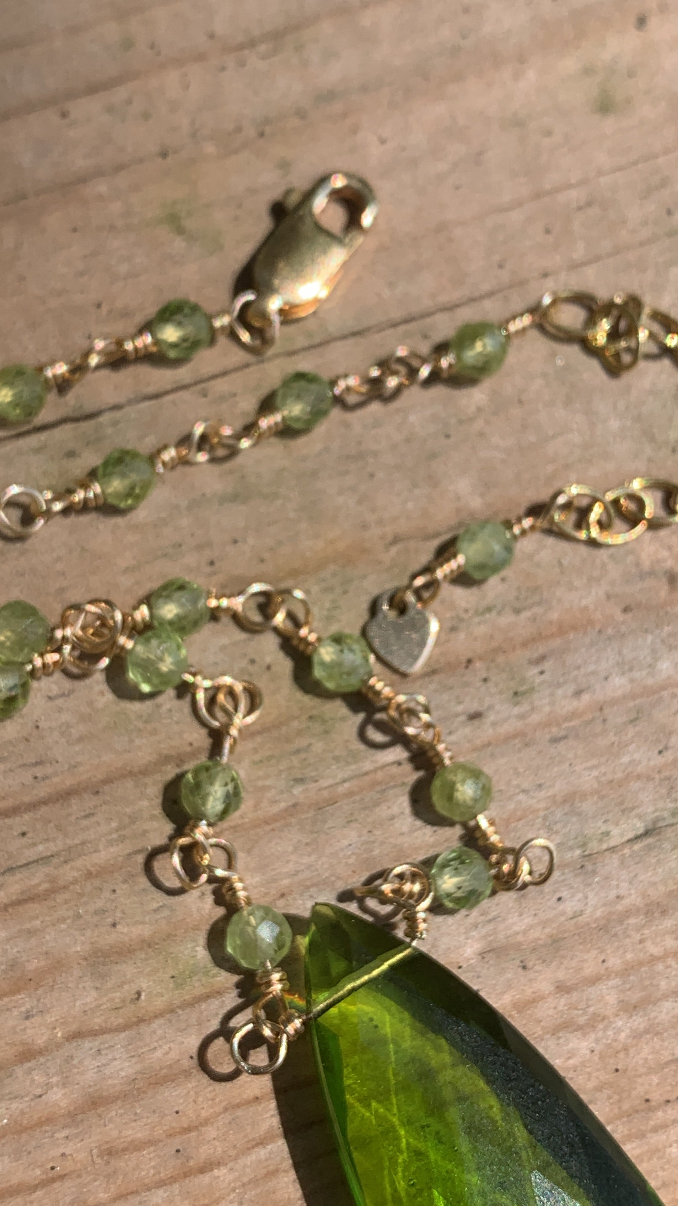 Peridot Bloom Necklace – Handcrafted Yellow Gold Fill August Birthstone