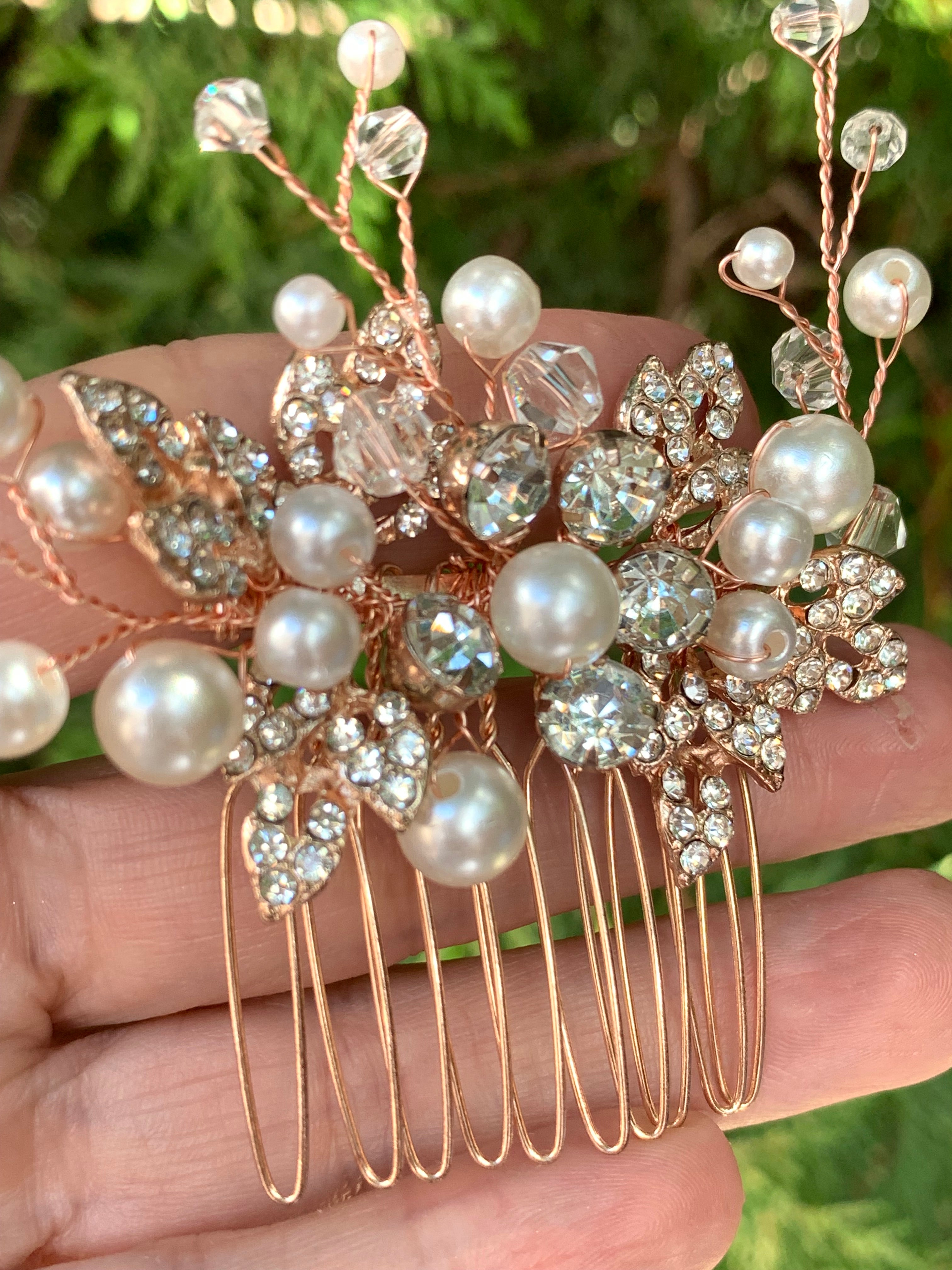 #017: Rose Gold Bridal Hair Comb