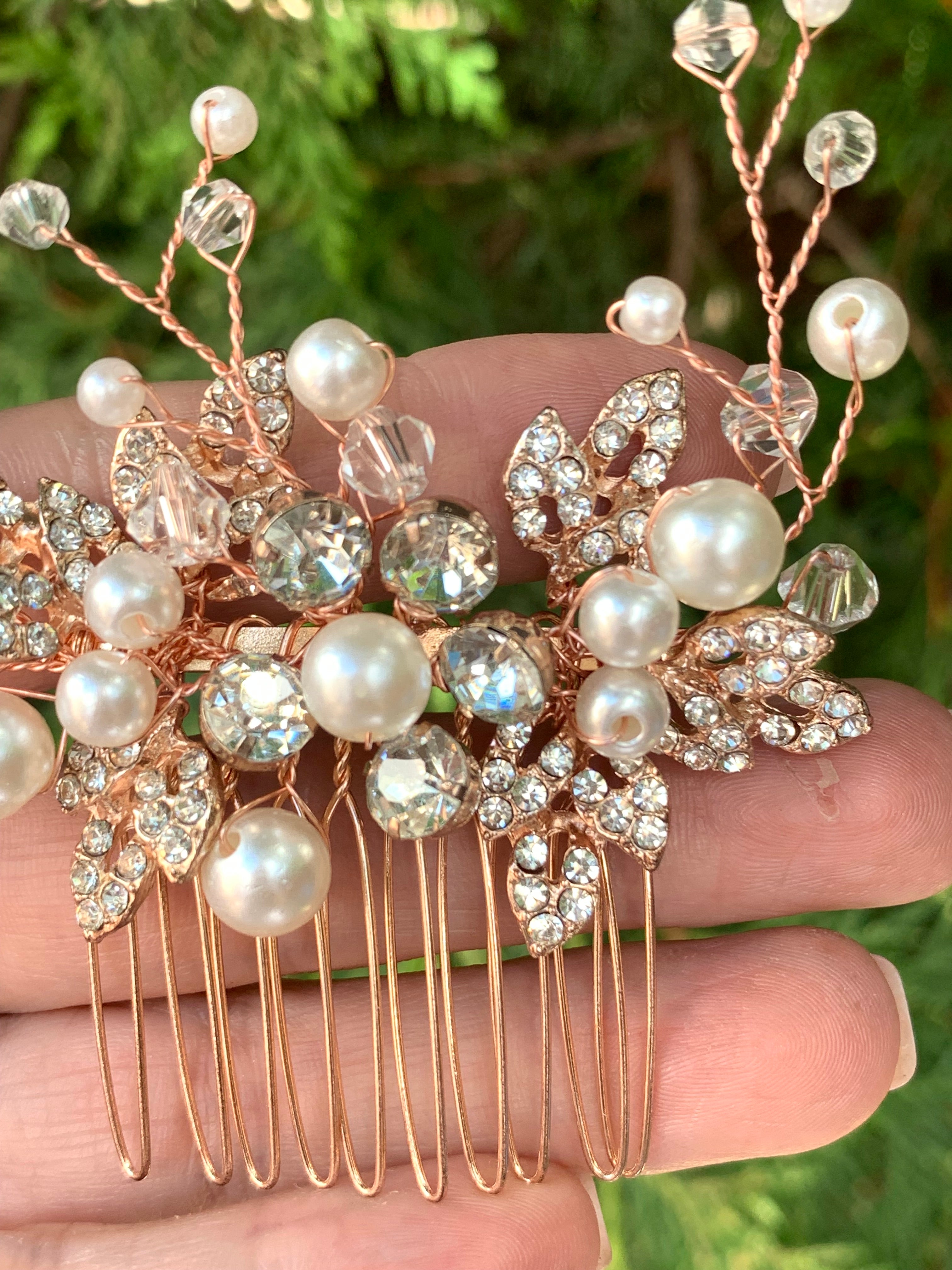 #017: Rose Gold Bridal Hair Comb