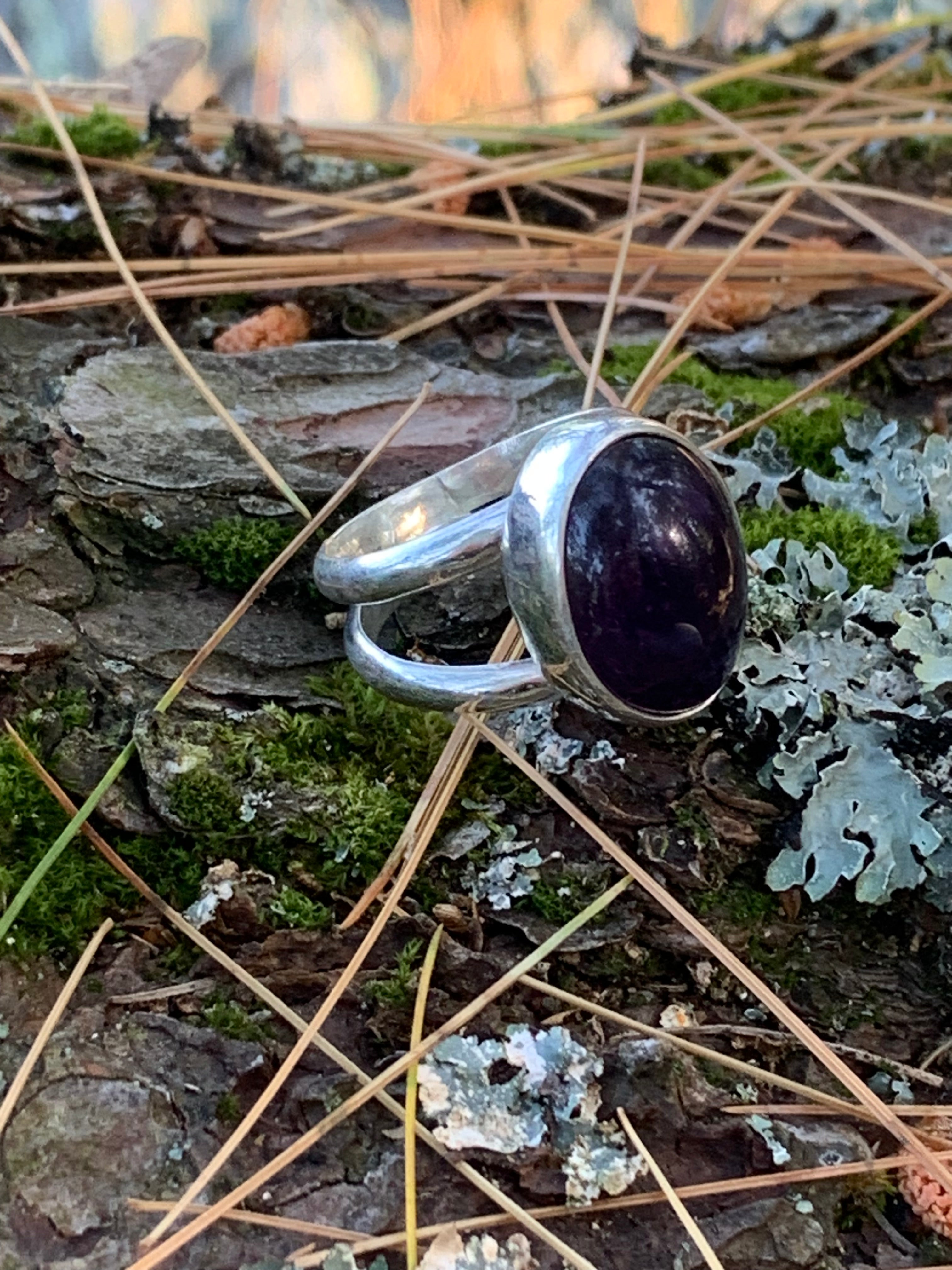 The Oracle Stone | Amethyst Ring | Split Band Sterling Silver | One of a Kind