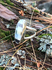 Selene’s Haze Ring – One-of-a-Kind Blue Opal in Sterling Silver