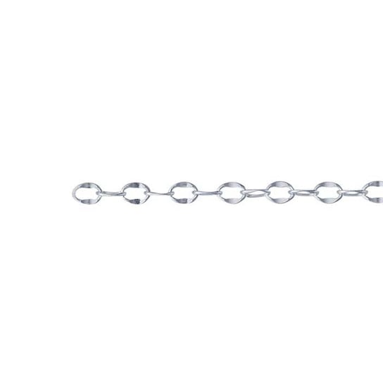 Sterling Silver 2mm Dapped Flat Oval Cable Chain, By the Foot