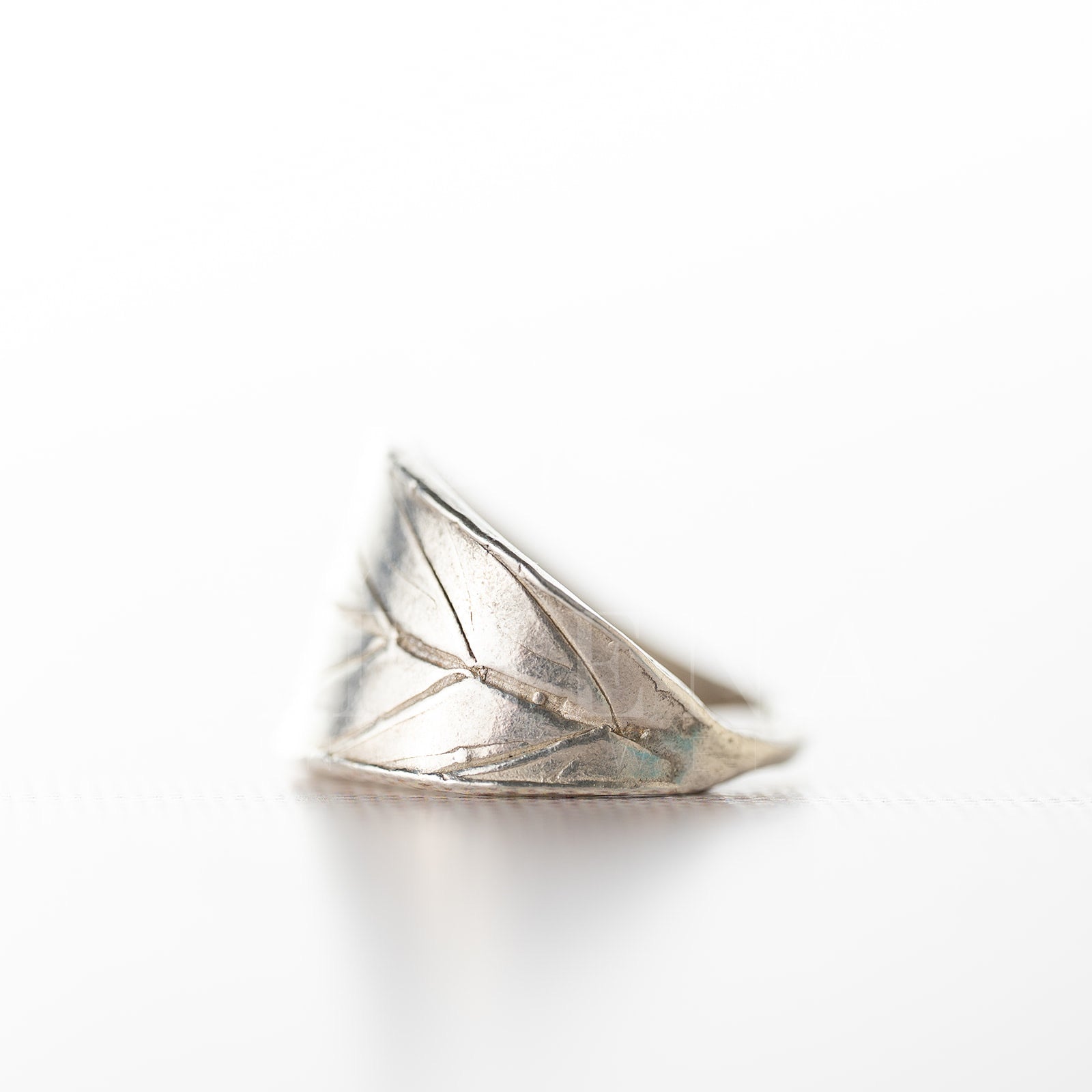 Blueberry Leaf Wraparound Ring | Handmade Sterling Silver & Gold | Unique Leaf Design