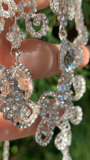 #038: Silver Bridal Jewelry Set – Crystal Necklace & Drop Earrings for Weddings