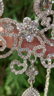 #038: Silver Bridal Jewelry Set – Crystal Necklace & Drop Earrings for Weddings