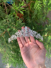 #036 Wholesale Silver Bridal Tiara – 1.7" CZ & Crystal Wedding Crown