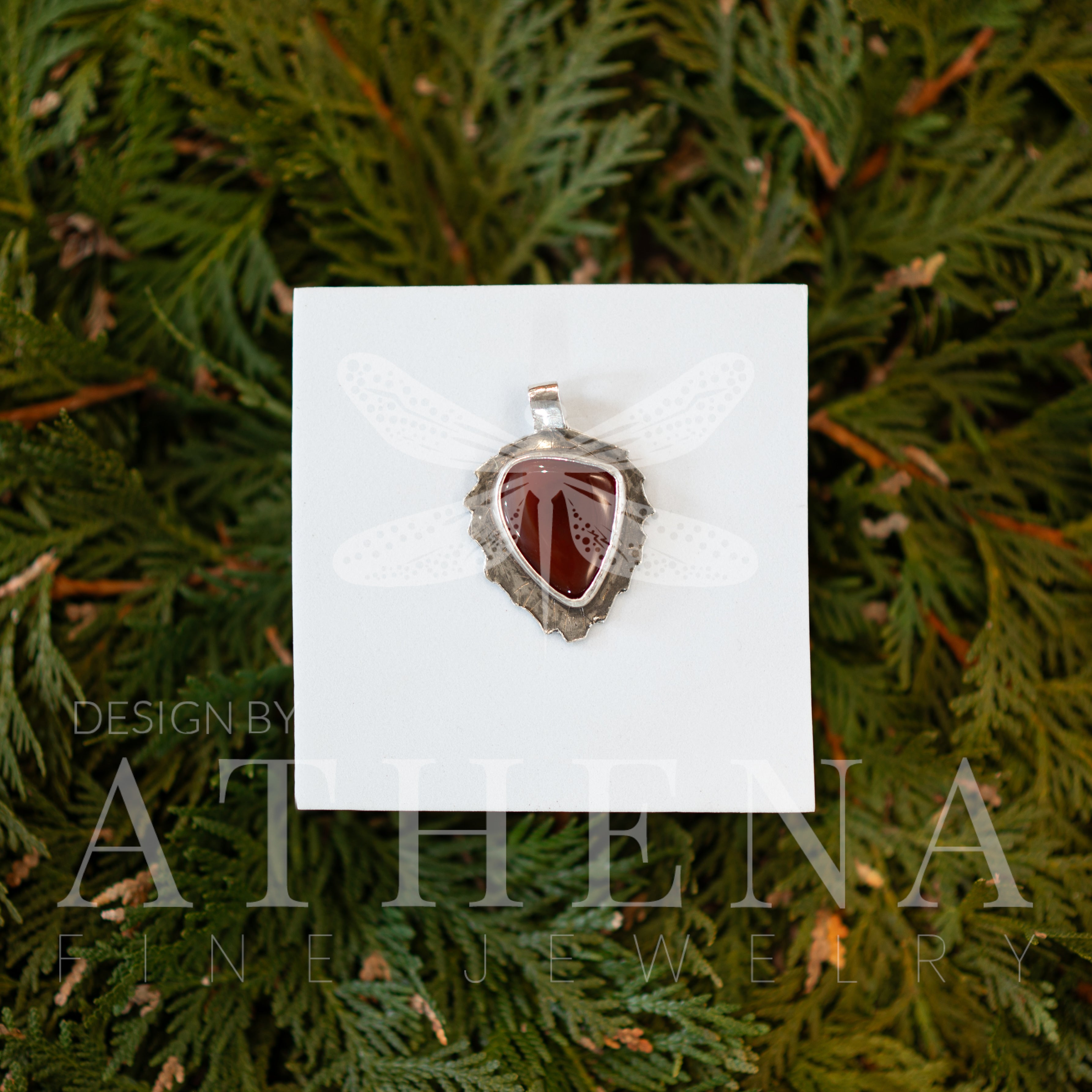 Real Leaf Pendant with Triangle Carnelian | Echoes of the Lake Collection