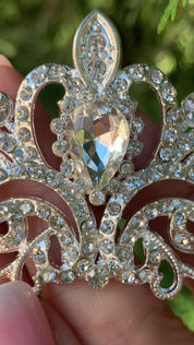 #036 Wholesale Silver Bridal Tiara – 1.7" CZ & Crystal Wedding Crown