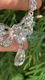 #039: Silver Bridal Jewelry Set – Crystal Necklace & Drop Earrings for Weddings