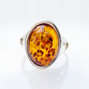 Amber Flame Ring | Silver Baltic Amber Ring | Tears of the Sun Collection