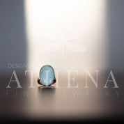 Aquamarine Beryl Organic Statement Ring in Sterling Silver