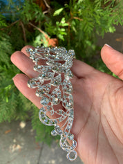 #035 Silver Bridal Tiara – 1.75" Crystal & CZ Wedding Crown, Elegant Bride Headpiece