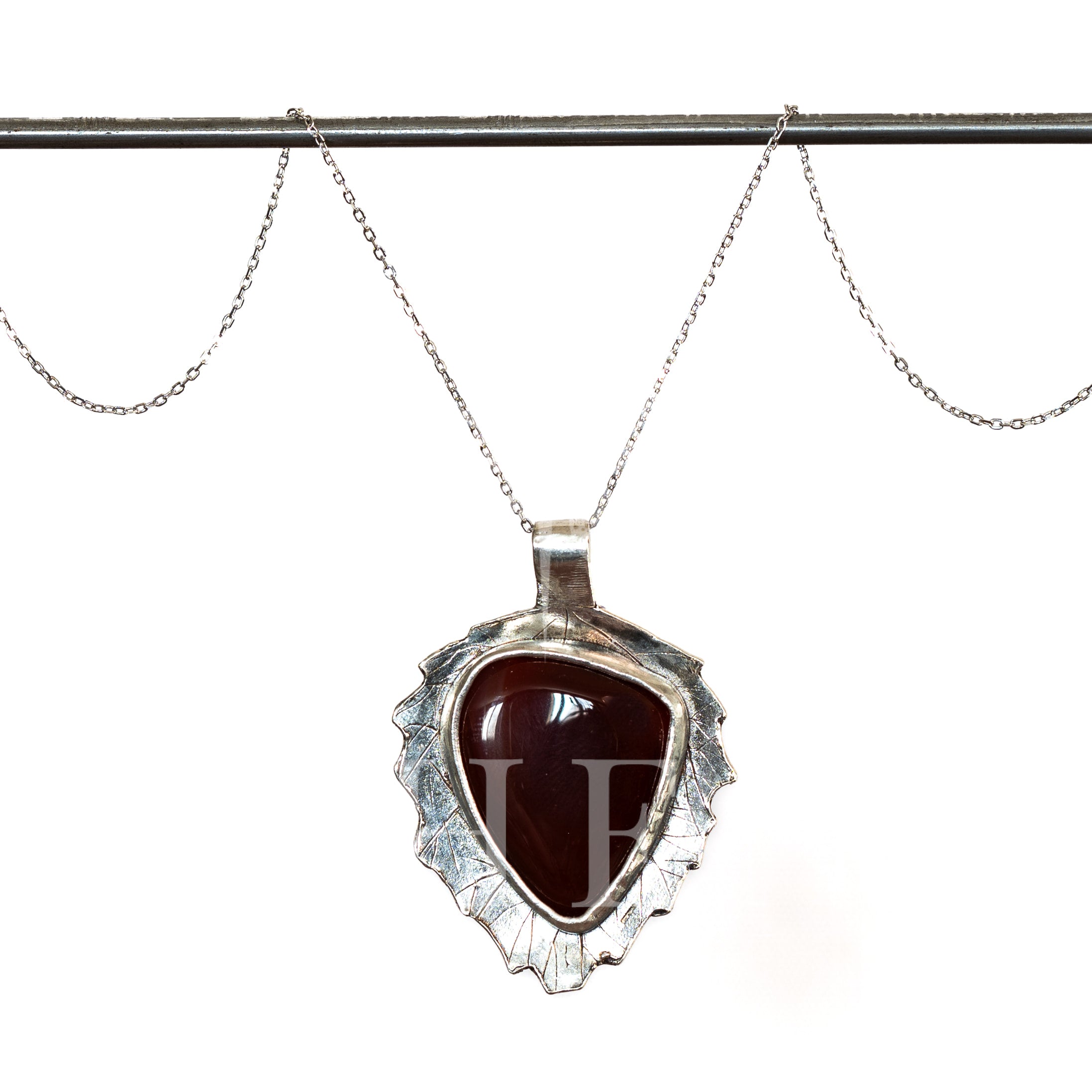 Real Leaf Pendant with Triangle Carnelian | Echoes of the Lake Collection