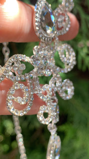 #038: Silver Bridal Jewelry Set – Crystal Necklace & Drop Earrings for Weddings