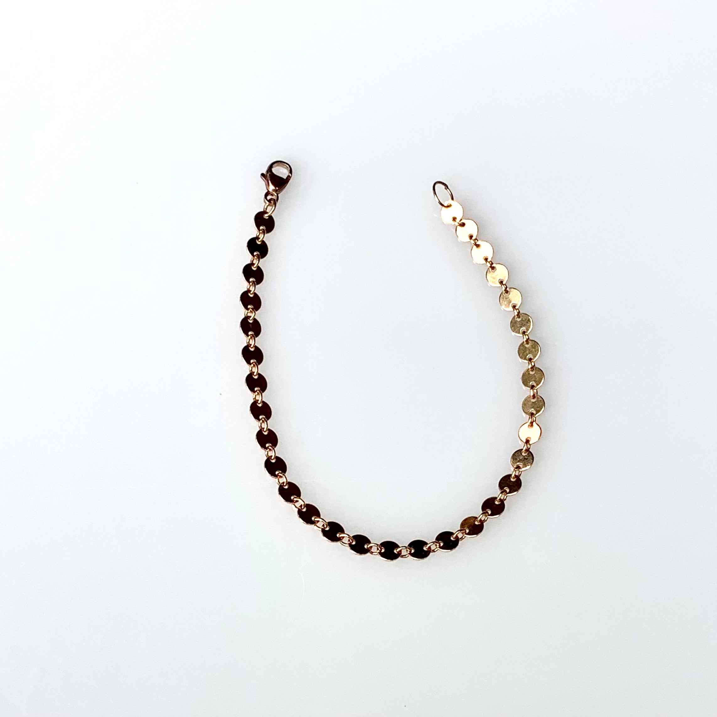 Rose Gold-Filled Flat Circle Link Bracelet | Custom Sizing 5–7.5 Inches + Extension