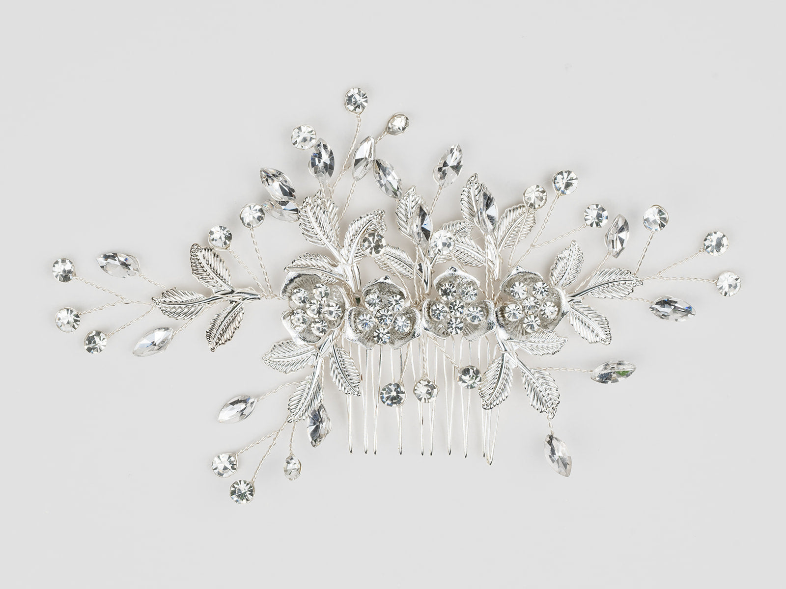 #012 Floral Bridal Hair Comb – Crystal & Pearl Wedding Hairpiece for Brides & Bridesmaids
