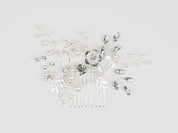 #020 Silver Bridal Hair Comb – Crystal & Pearl Wedding Hair Accessory