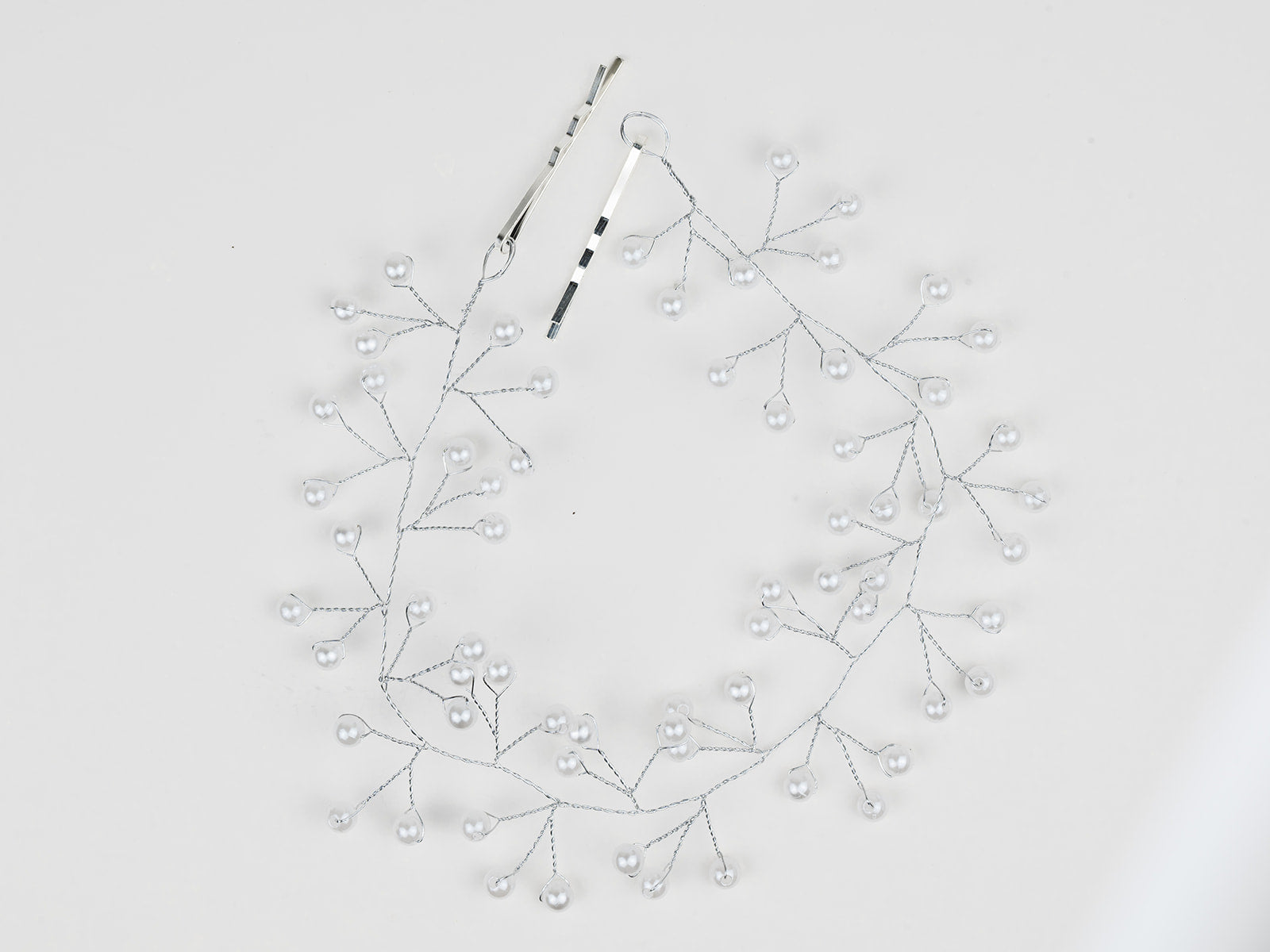 #021 Pearl Bridal Hair Vine – 12" Flexible Wedding Hairpiece for Brides & Bridesmaids