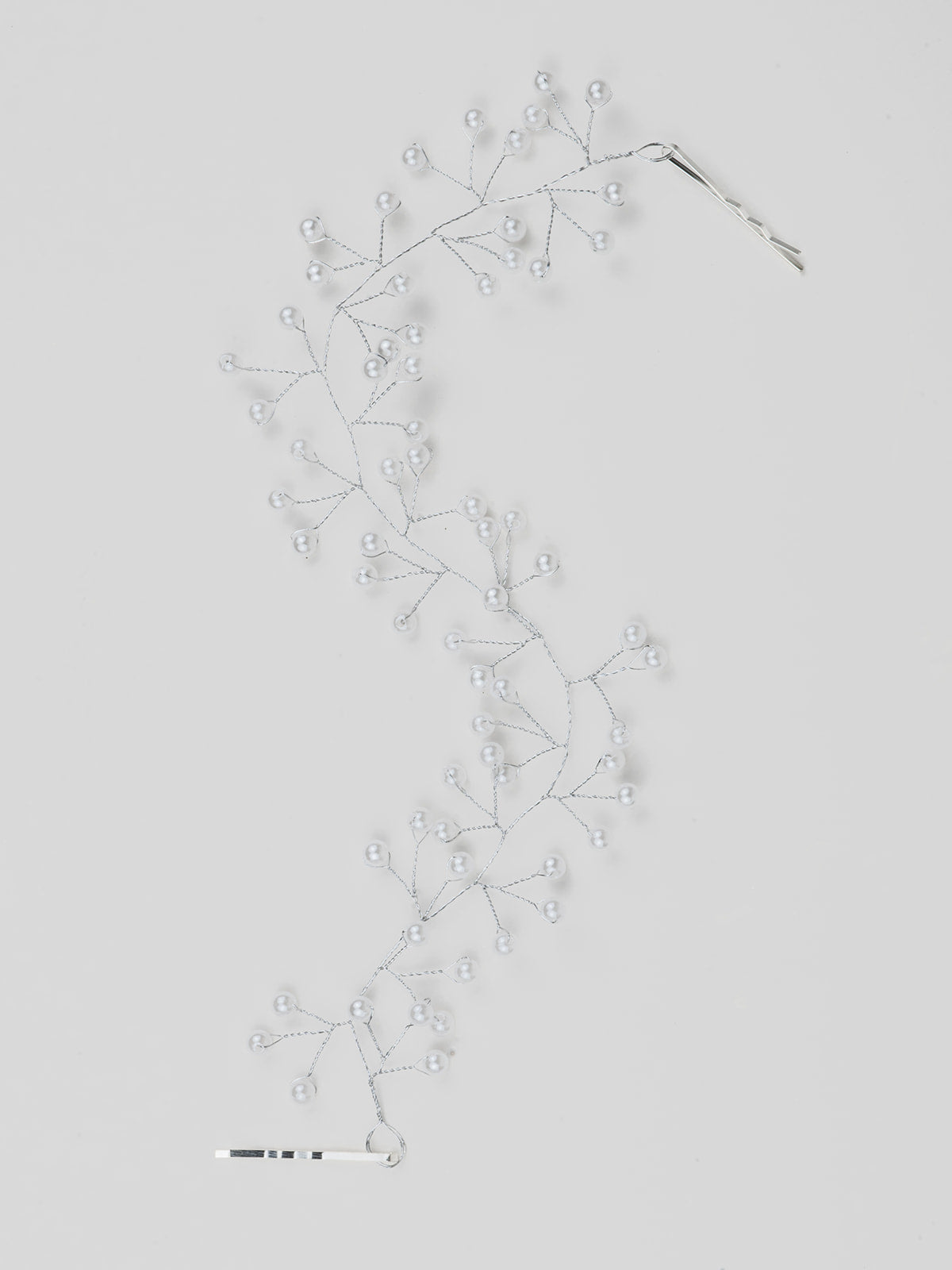 #021 Pearl Bridal Hair Vine – 12" Flexible Wedding Hairpiece for Brides & Bridesmaids