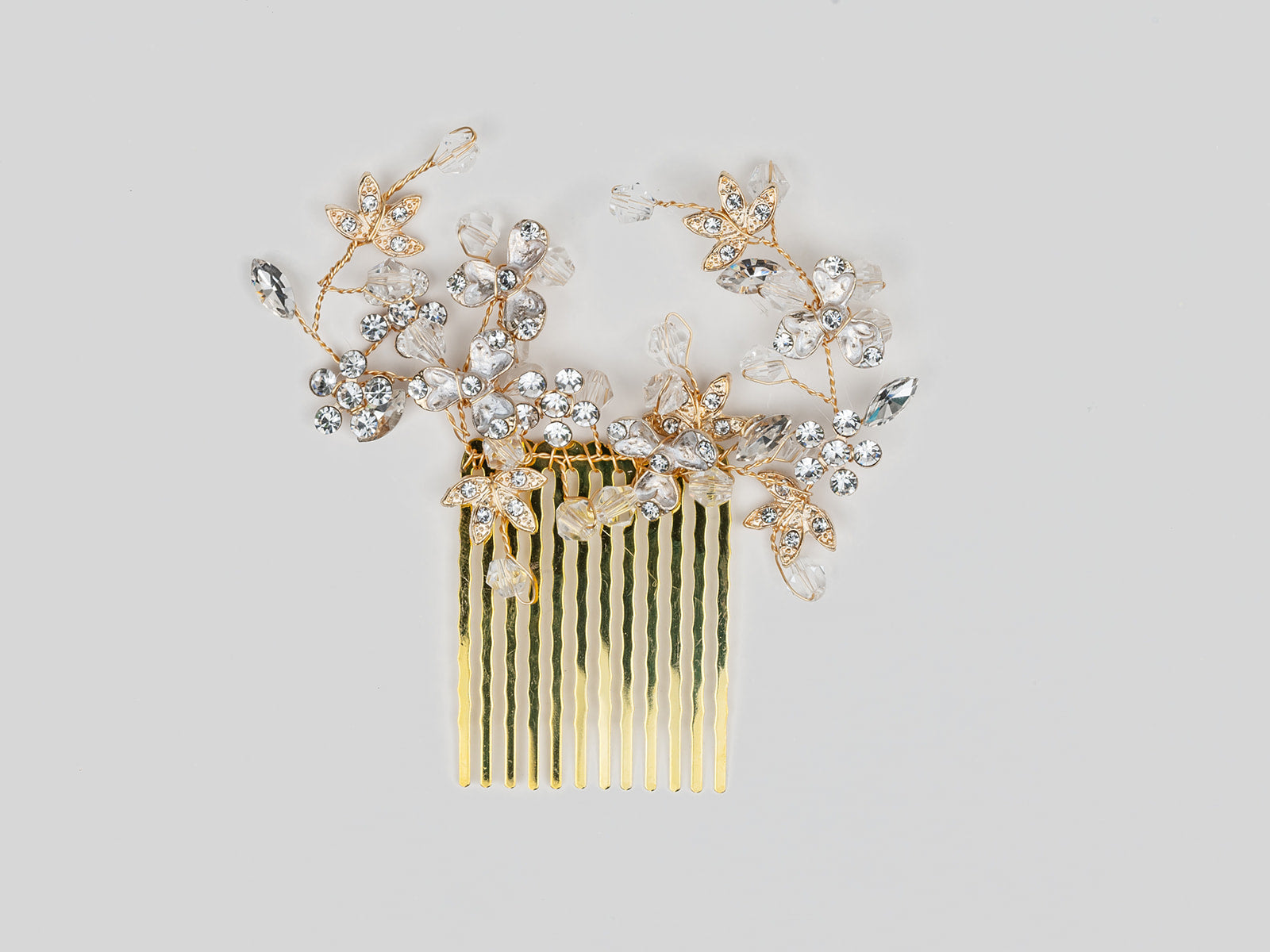 #024 Crystal Bridal Hair Comb – Silver & Gold Wedding Hairpiece for Brides & Bridesmaids