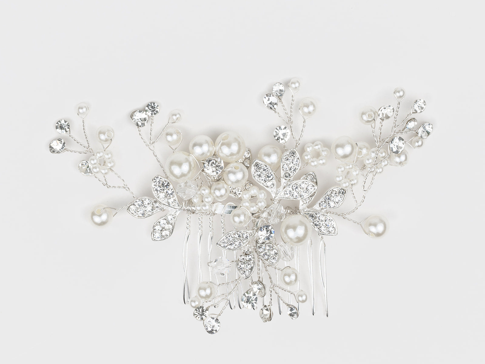 #025 Silver Bridal Hair Comb – Pearl & Crystal Wedding Hair Accessory