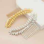 #026: Gold & Silver Leaf Bridal Hair Comb – 5" Nature Inspired Wedding Hair Accessory