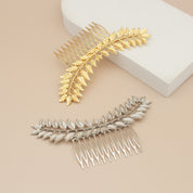 #026: Gold & Silver Leaf Bridal Hair Comb – 5" Nature Inspired Wedding Hair Accessory