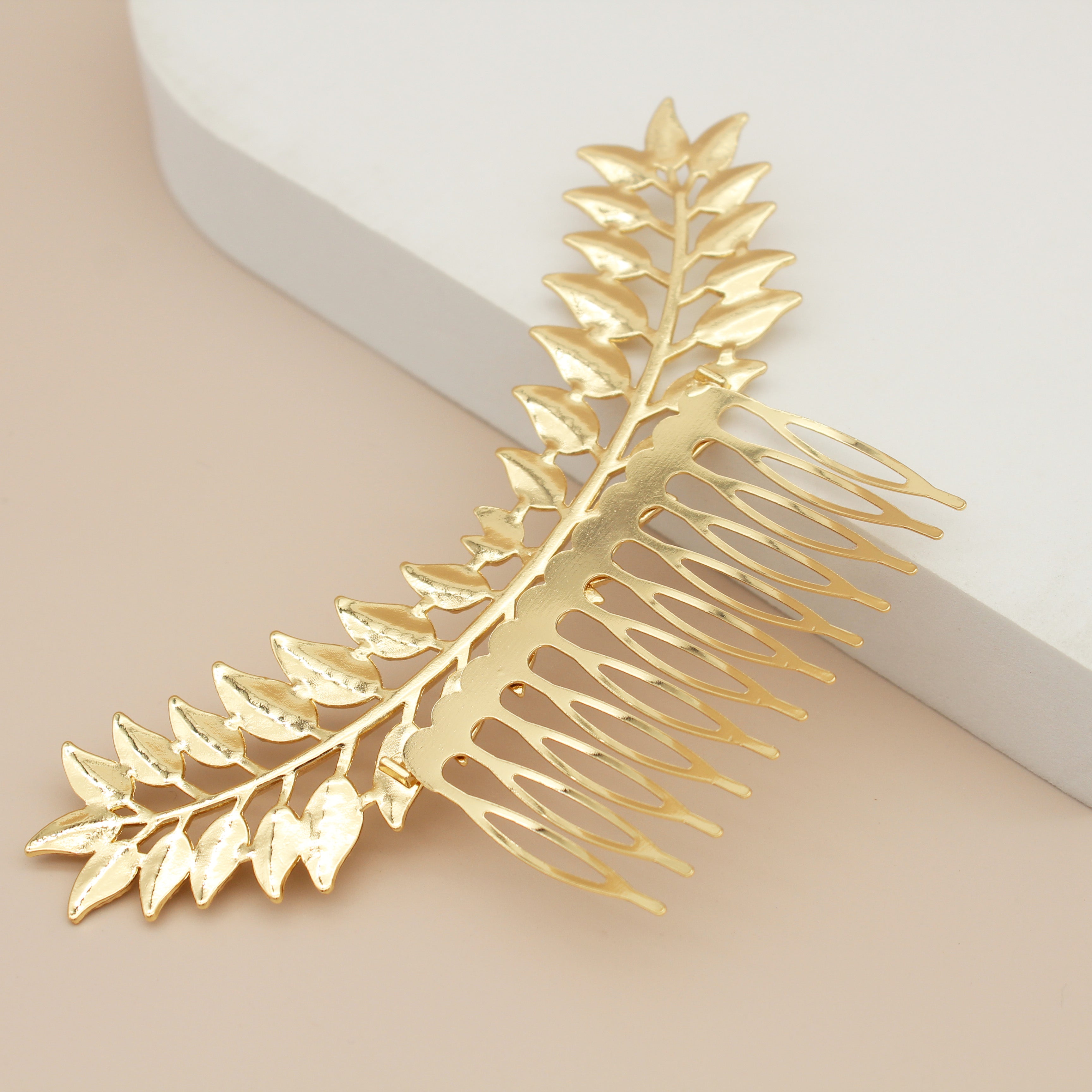 #026: Gold & Silver Leaf Bridal Hair Comb – 5" Nature Inspired Wedding Hair Accessory