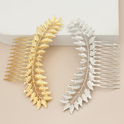 #026: Gold & Silver Leaf Bridal Hair Comb – 5" Nature Inspired Wedding Hair Accessory