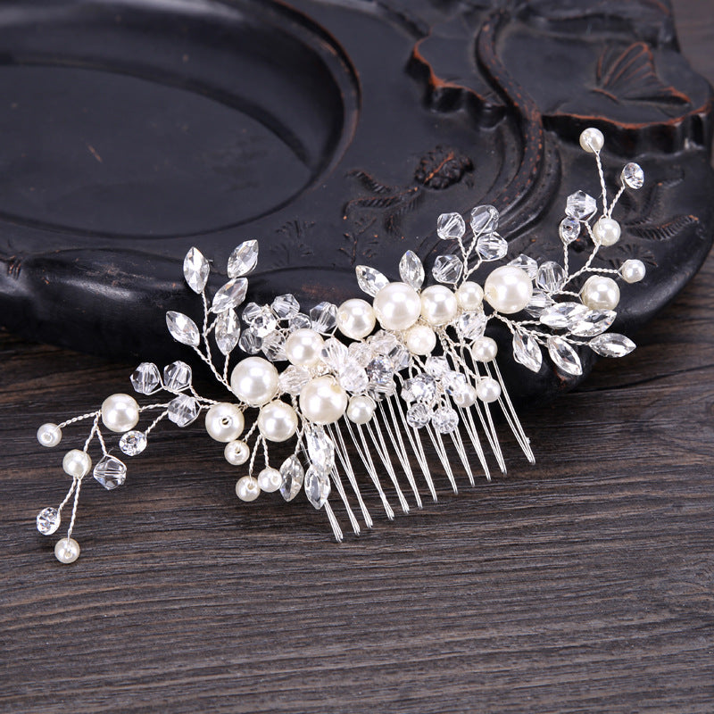 #028 Silver Bridal Hair Comb – Pearl & Crystal Wedding or Prom Hair Accessory
