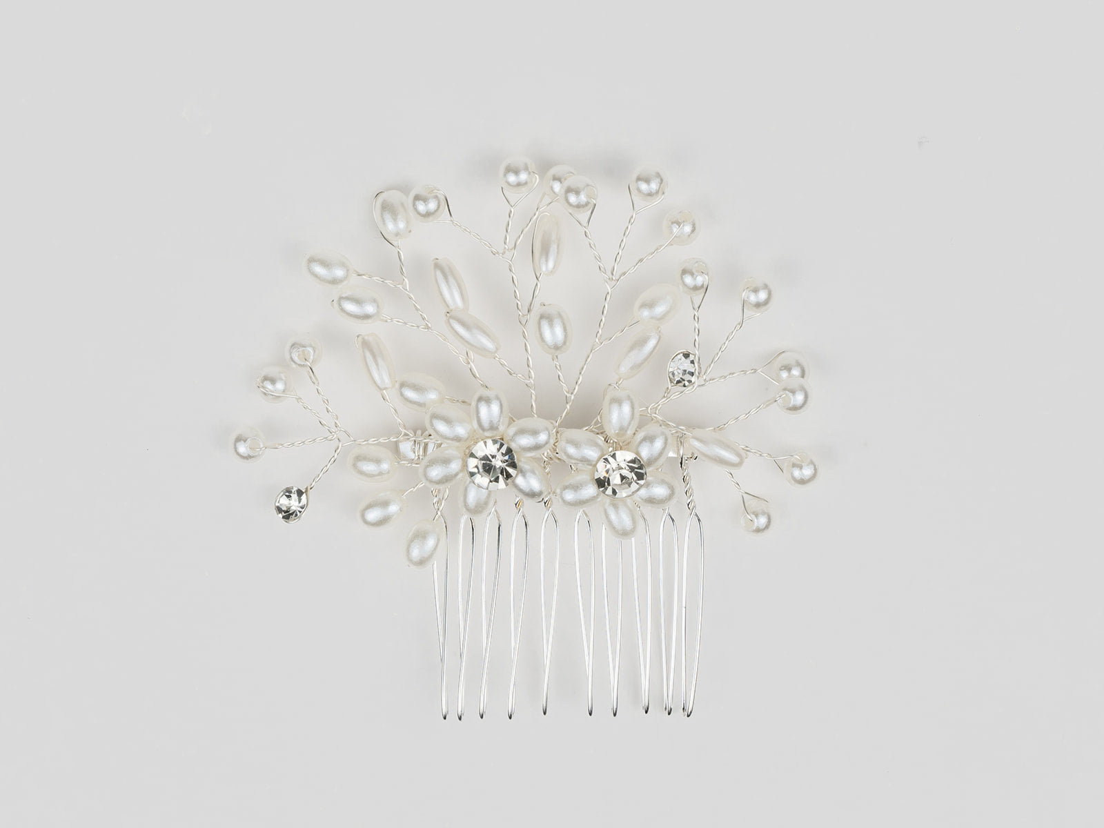 #029 Silver Pearl Bridal Hair Comb – Crystal Wedding Hairpiece for Brides & Bridesmaids