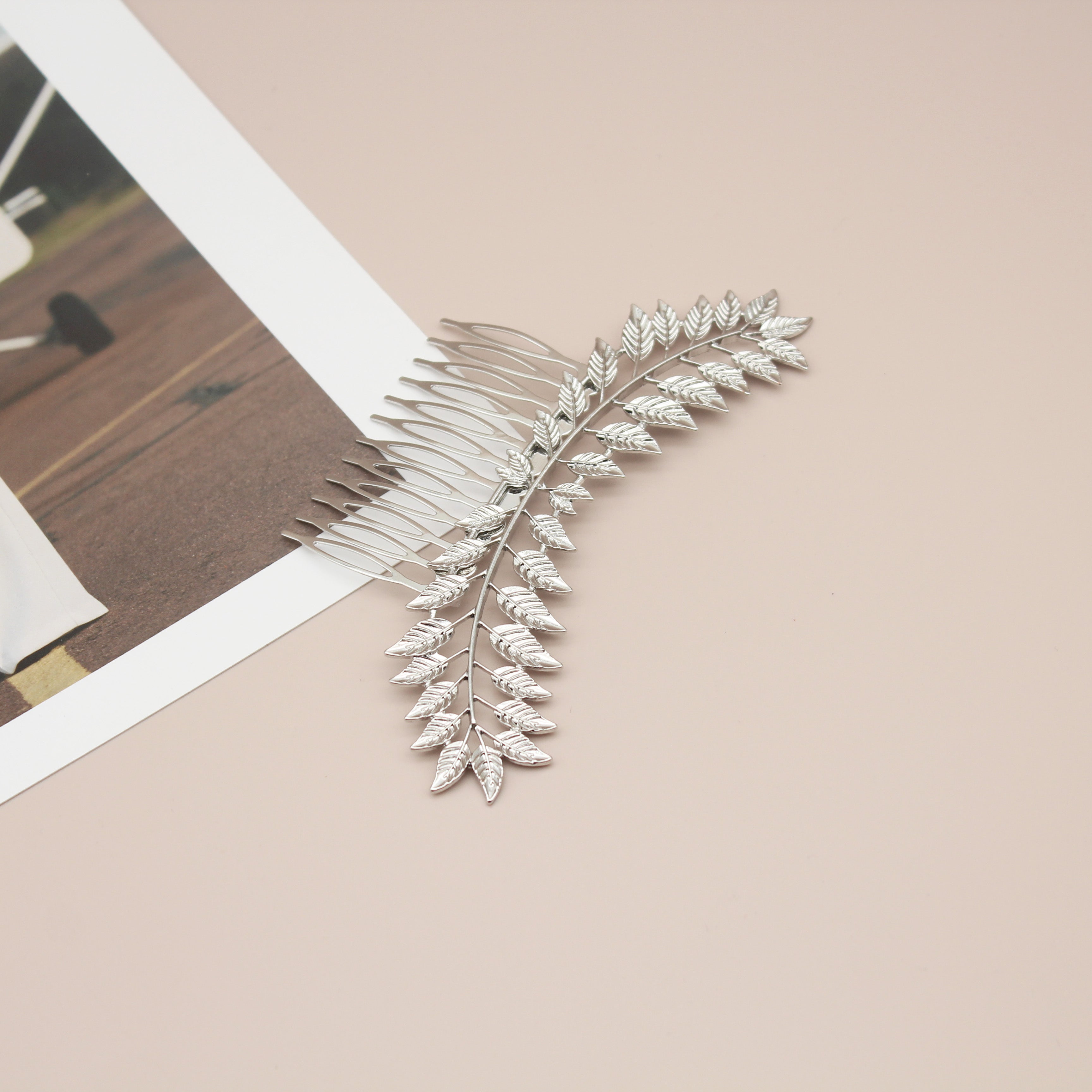 #026: Gold & Silver Leaf Bridal Hair Comb – 5" Nature Inspired Wedding Hair Accessory