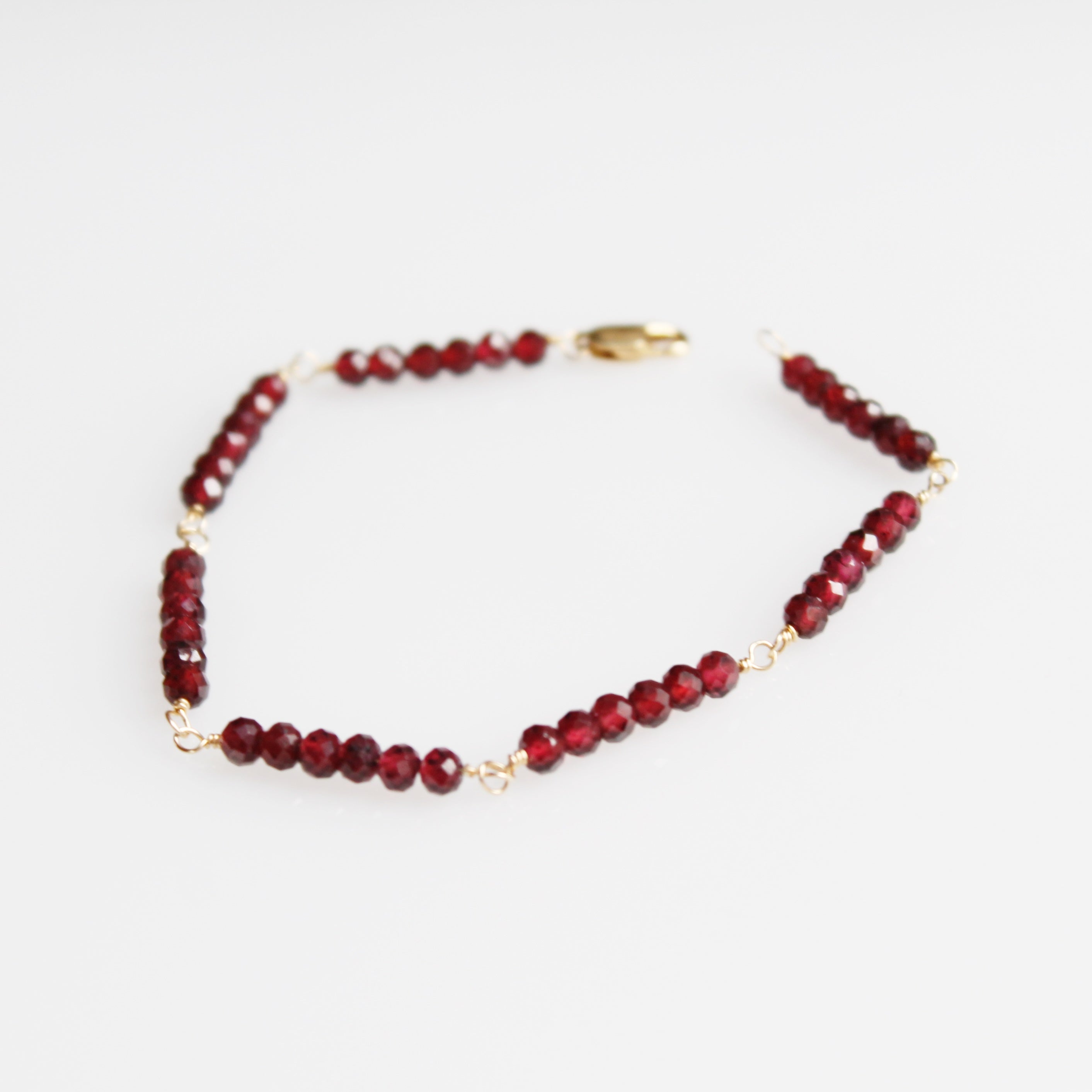 Persephone's Journey Bracelet, Garnet Bracelet in Sterling Silver, Gold Fill or 18K Yellow Gold