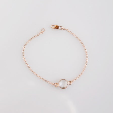 Rose Gold Fill Bracelet | Clear Crystal CZ | Handmade, Made-to-Order | Birthstone Jewelry