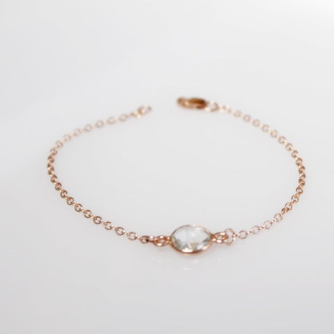 Rose Gold Fill Bracelet | Clear Crystal CZ | Handmade, Made-to-Order | Birthstone Jewelry